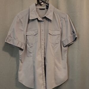 New York & Company Gray Casual Button Down Shirt